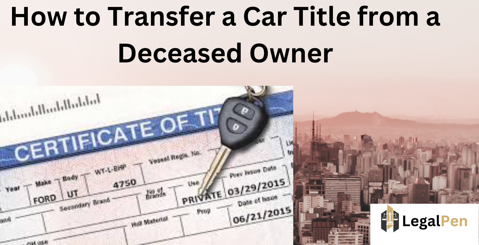 Car title transfer paperwork and car keys